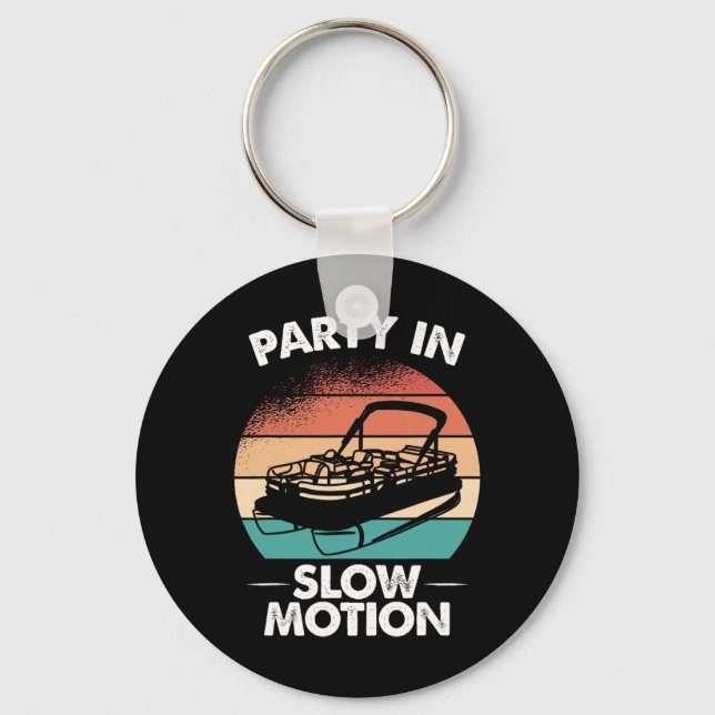 Party In Slow Motion Pontoon Boat Sunset  Schlüsselanhänger (Vorderseite)