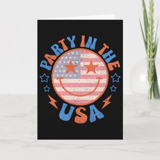 Party In The USA Glückliches Gesicht Lächeln Ameri Karte (Vorderseite)