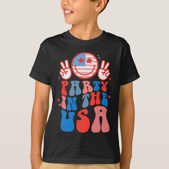 Party In The USA Glückliches Gesicht Lächeln Ameri T-Shirt (Vorderseite)