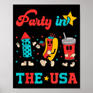 Party In The USA Hot Dog Feuerwerk Amerikanische F Poster