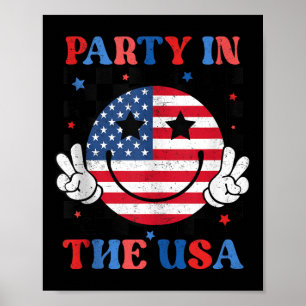 Party In The USA USA-Flagge Lächeln Gesicht Für 4. Poster