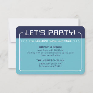 PARTY INFO INSERT Moderne Gaming Marine Aqua Blue Einladung