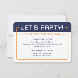 PARTY INFO INSERT Moderne Gaming-Marine blau orang Einladung