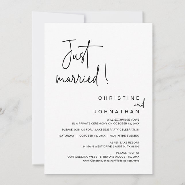 Party-Invik zum Hochzeitsessen, nur verheiratet Einladung (Vorderseite)