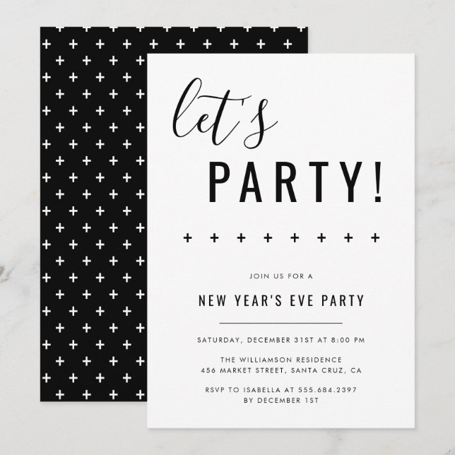 Party ! Invitations de partie de réveillon de la (Devant / Derrière)