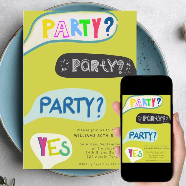 Party invite birthday handscript Invitation Einladung (Von Creator hochgeladen)