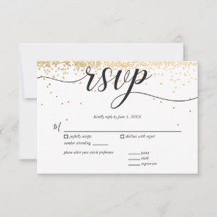 Party Invite Response Card (UAWG), Golden Confetti RSVP Karte