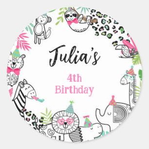 Party, Jungle Safari Runder Aufkleber
