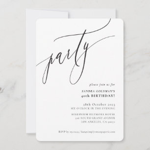 PARTY-Kalligrafie stilvoll minimalistisch schwarz  Einladung