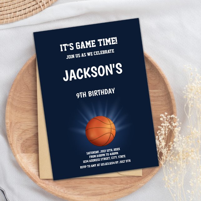 Party-Karte für coole Sportarten Einladung (Basketball Shine Birthday Invitations)