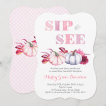 Party-Karten mit rosa grauen Pumpkins