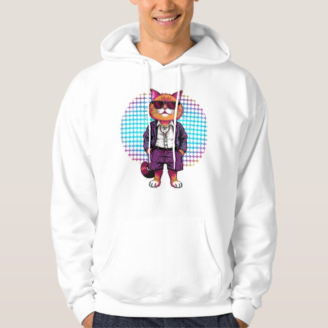 Party Katze in Sonnenbrille - Diskothek Ausstattun Hoodie (Vorderseite)