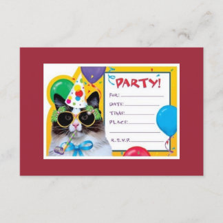 Party-Katze ist zu Ihrem Geburtstag bereit! Einladung