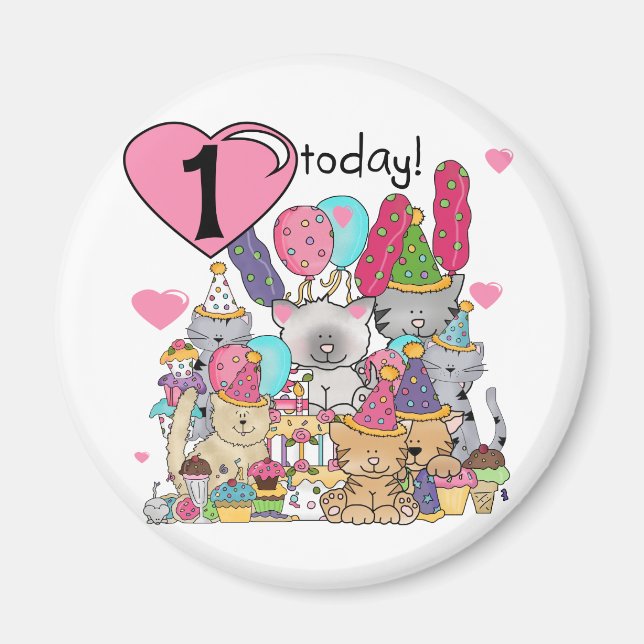Party Kittens 1st Birthday Tshirts und Geschenke Magnet (Vorne)