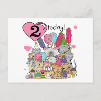 Party Kittens 2. Geburtstag T - Shirt und Geschenk Einladungspostkarte