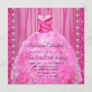 Party-Kleid Perlen Rosa Quinceanera-Einladung Einladung