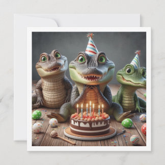 Party, Krokodile, die Kuchen zum Geburtstag essen Einladung