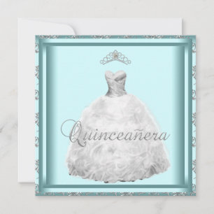 Party-Krone Türkis Blau Weiß Quinceanera Einladung
