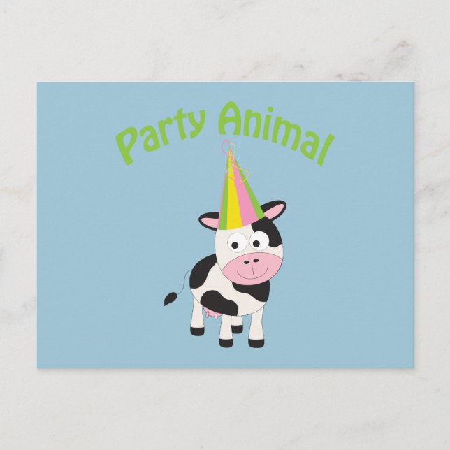 Party! Kuh Einladungspostkarte (Vorderseite)