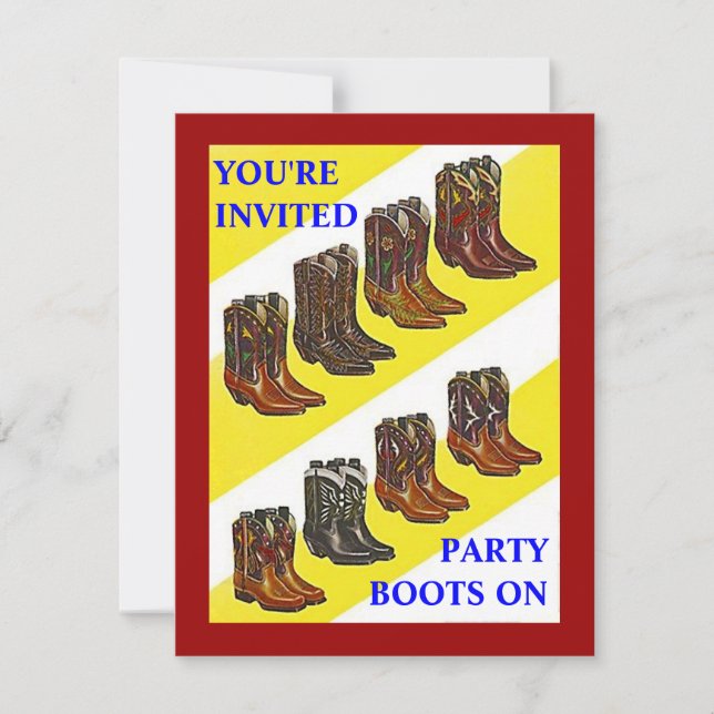 PARTY LADEN ~ STIEFEL AUF ~ Western-Art EINLADUNG (Vorderseite)
