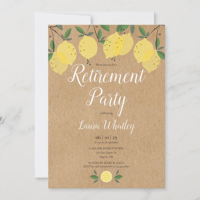 Party Lemons Rustic Kraft Einladung (Vorderseite)