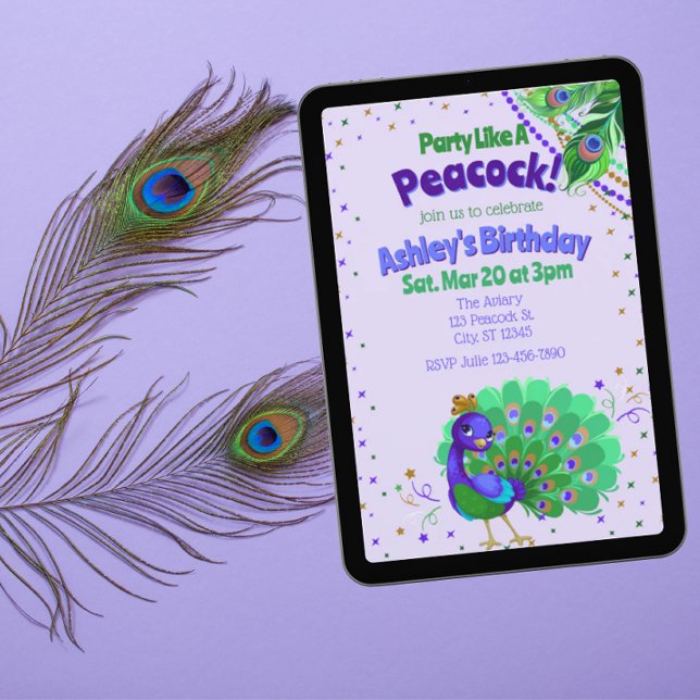 Party Like A Peacock Birthday Einladung (Von Creator hochgeladen)