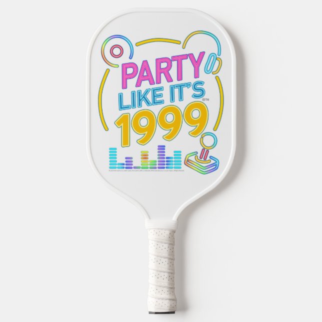 Party Like It’s 1999®™ – Neon Soundtrack Pickleball Schläger (Vorderseite)
