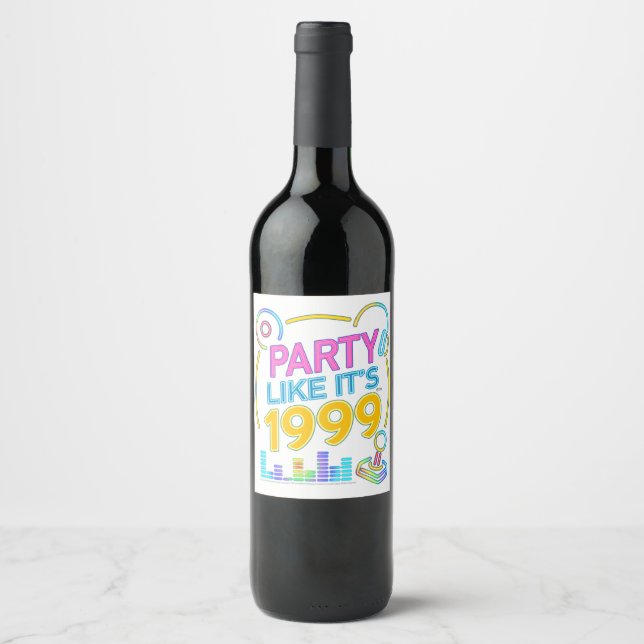 Party Like It’s 1999®™ – Neon Soundtrack Weinetikett (Vorderseite)
