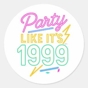 Party Like It’s 1999®™ – Neon Spannung Runder Aufkleber
