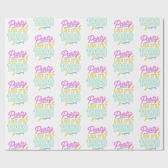 Party Like It’s 1999®™ – Neon Voltage Geschenkpapier (Flach)