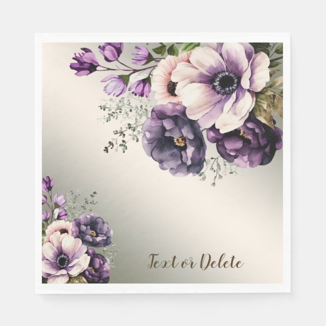 Party Lila Rosa Blume Goldene Eleganz Serviette (Vorderseite)