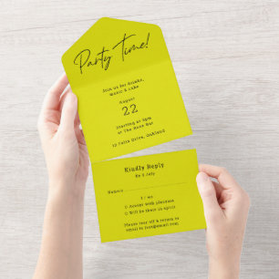 Party   Lime Green Modern Minimalistisch Stylish  All In One Einladung