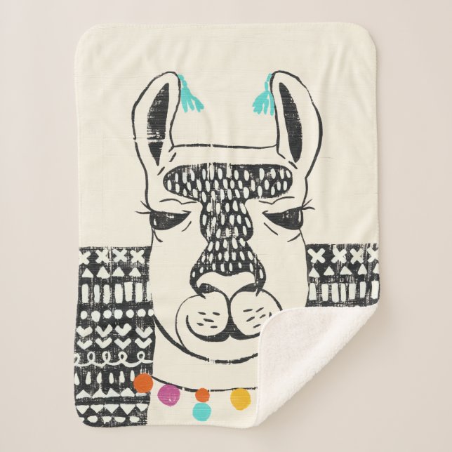 Party Llama - Portrait Sherpadecke (Vorderseite)