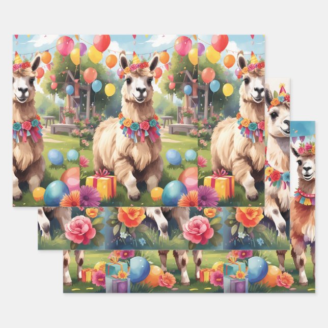 Party: Llamas v1 | Geschenkpapier Set (Set)