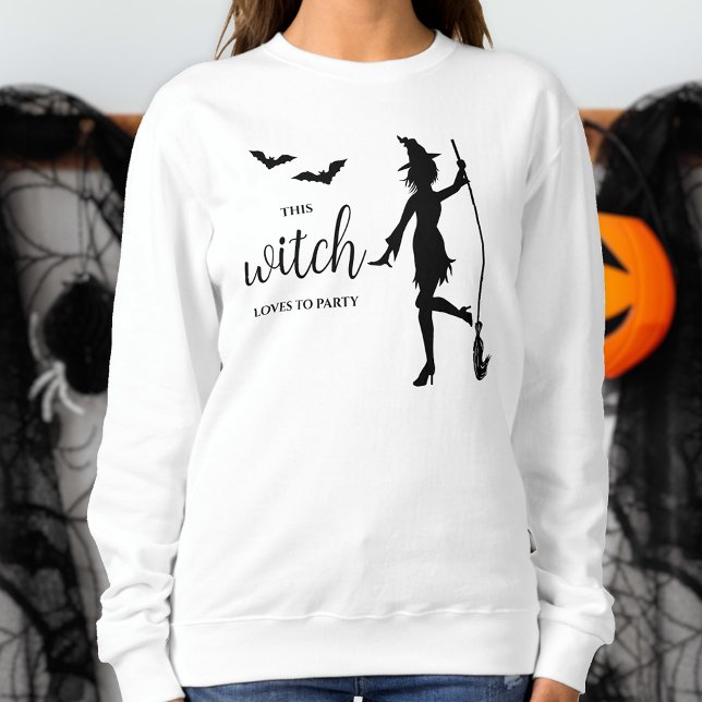 Party Lover Girly Hexe Silhouette Spaß Halloween Sweatshirt (Von Creator hochgeladen)