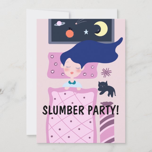 PARTY-MÄDCHEN- UND KATZE-NIEDLICHE INVITATIONEN EINLADUNG (Vorderseite)