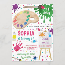 Party Messy Painting Girl Geburtstag Einladung