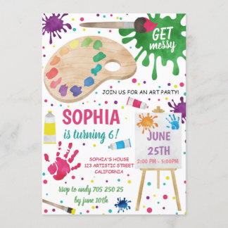 Party Messy Painting Girl Geburtstag Einladung