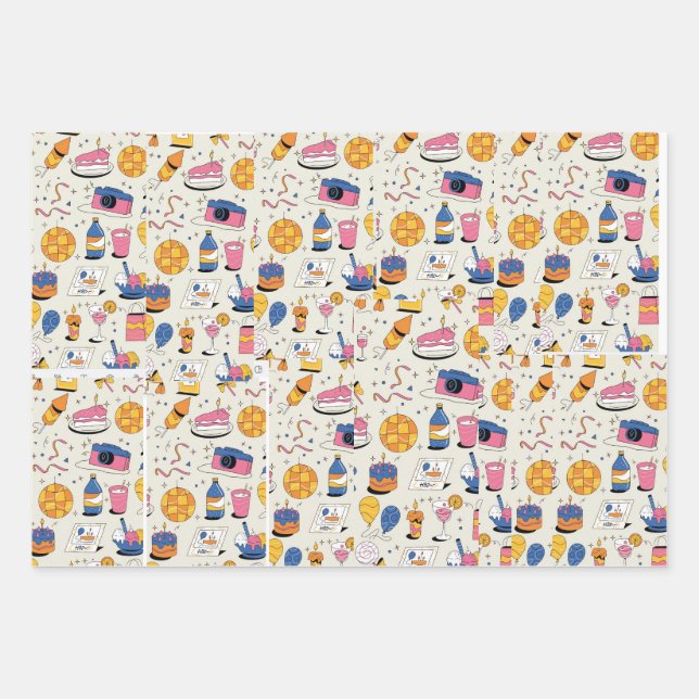 PARTY METERIAL ALL AWrapping Paper Flat Sheet SE Geschenkpapier Set (Vorderseite)