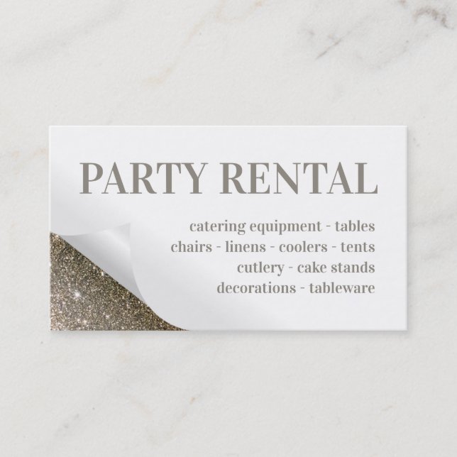 Party Mietmaterial Decke Glitzer Ecke geklappt Visitenkarte (Vorderseite)