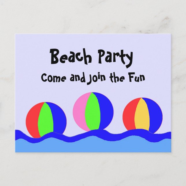Party mit Beach Balls Einladungspostkarte (Vorderseite)