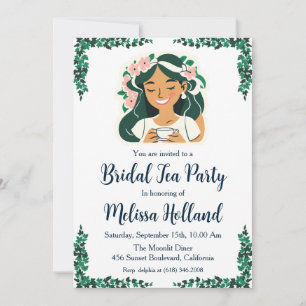 Party mit botanischem Gartentee Brautparty Einladung