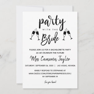 Party mit Bride Brautparty Details Einladung
