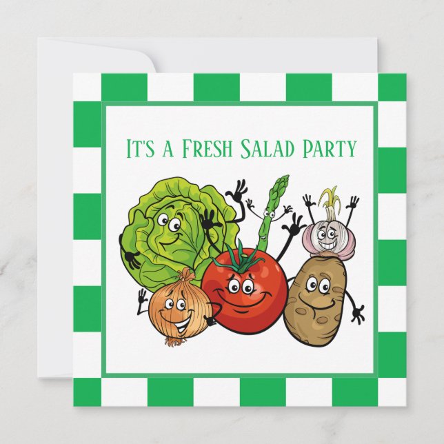 Party mit frischem Salat Mitteilungskarte (Vorderseite)