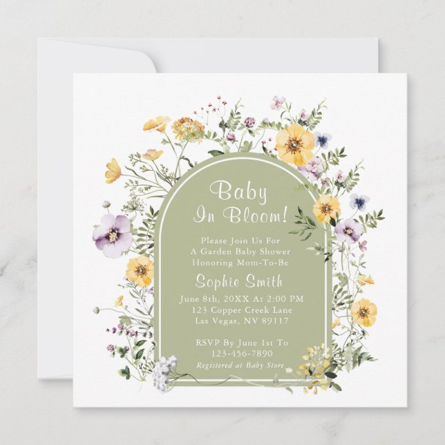 Party mit grünem Tee in der Blütendusche Einladung (Vorderseite)