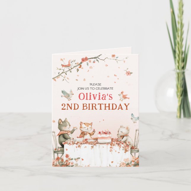 Party mit Katzen Faltenpackung Einladung (Vorderseite)