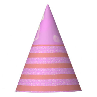 Party mit rosa geometrischen Streifen Partyhütchen