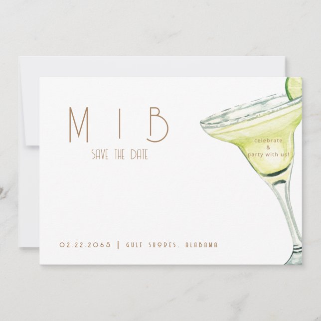 Party mit uns Margarita Hochzeit Save the Date Einladung (Vorderseite)
