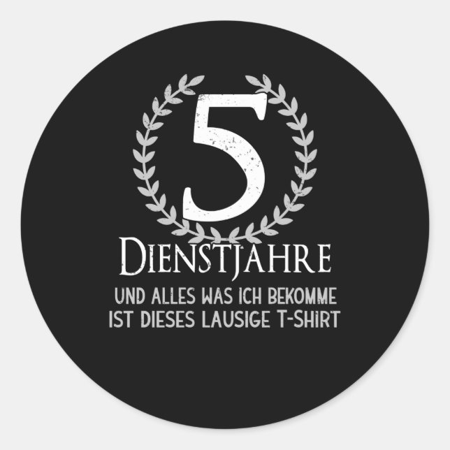 Party Mitarbeiter 5 Jahre Firmenjubiläum Runder Aufkleber (Vorderseite)