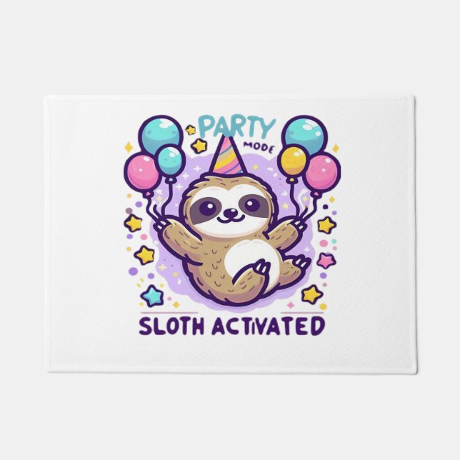 Party Mode Sloth Activated Birthday Balloon Sloth  Fußmatte (Vorderseite)